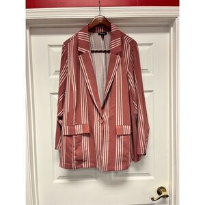 Torrid Mauve & White Stripe Suit Jacket Blazer sz 4X EUC